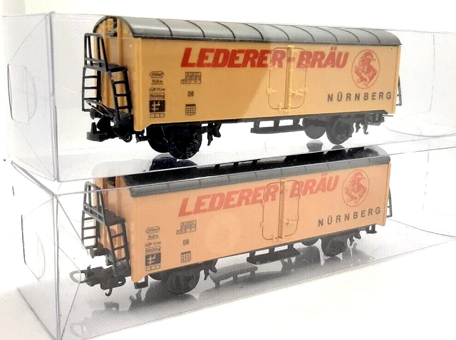 Lot de 2 Wagons couvert Lederer-Bräu DB train HO 1/87 LIMA pour train électrique