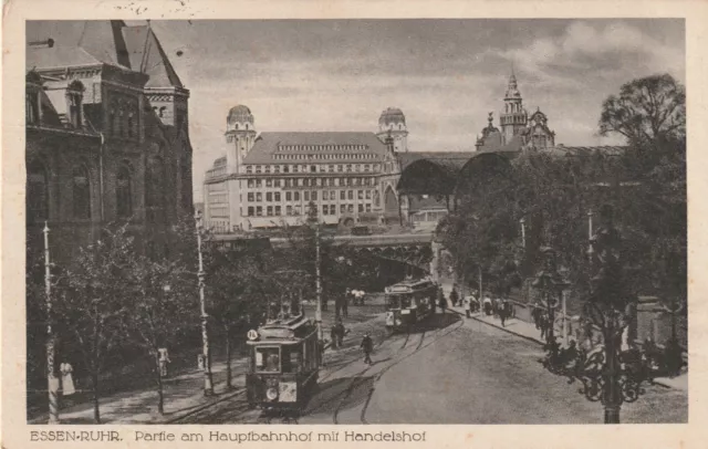 AK-Essen-Ruhr-Partie am Hauptbahnhof mit Handelshof-1917