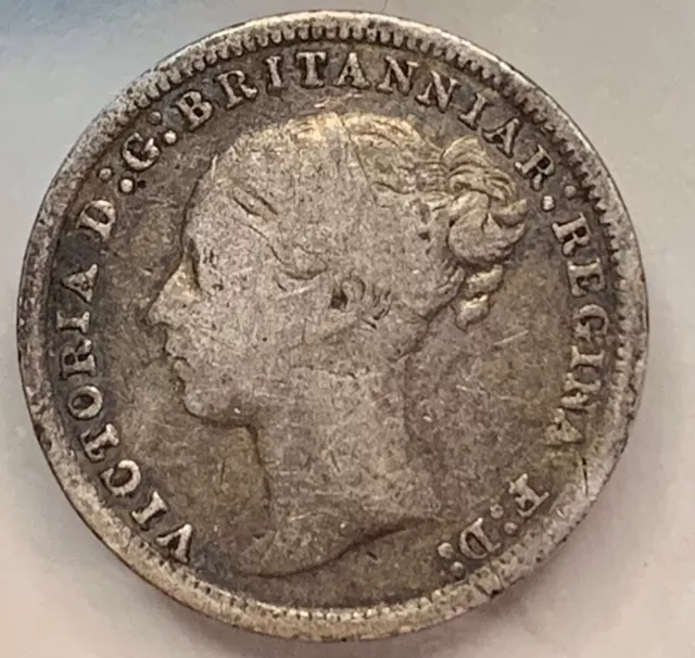 3 Pence 1879 Grossbritannien  Königin Victoria . Silbermünze