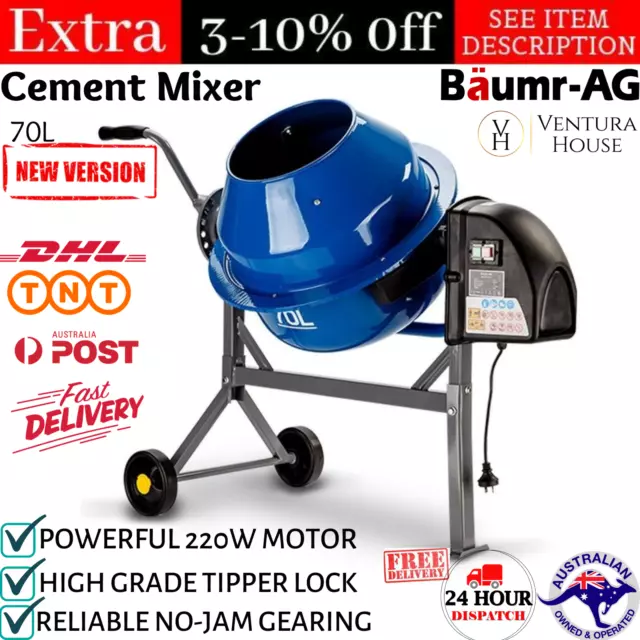 Portable Cement Concrete Mixer Electric Construction Machine No-jam Tool 220W AU