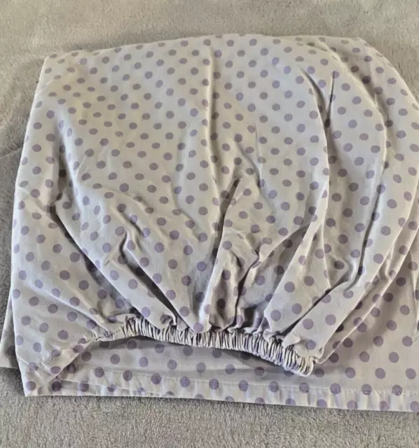 Pottery Barn Kids Crib Fitted Sheet Organic Cotton Baby Purple/White Polka Dots