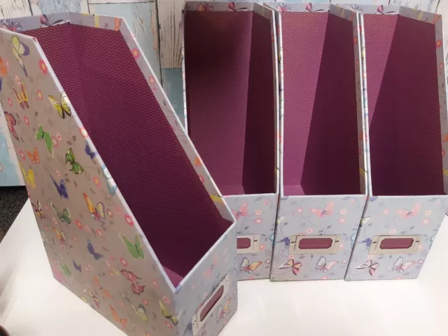 4 x Butterfly Magazine File Holders Rack Storage Joblot Bundle Office