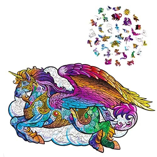 Wooden Unicorn Puzzle for Kids and Adults - 132 Unique Jigsaw pcs 9.8 x 7