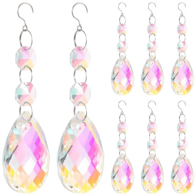 8 piezas Cristal Captador de Sol con Gancho Cristal Colgante Cristal Colgante