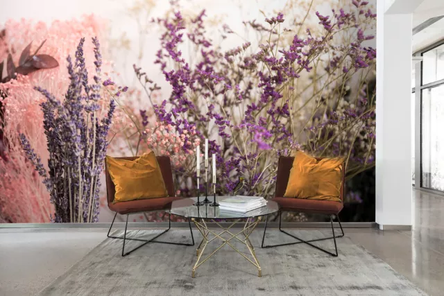 3D Dried Purple Lavender Floral Self-adhesive Removable Wallpaper Murals Wall