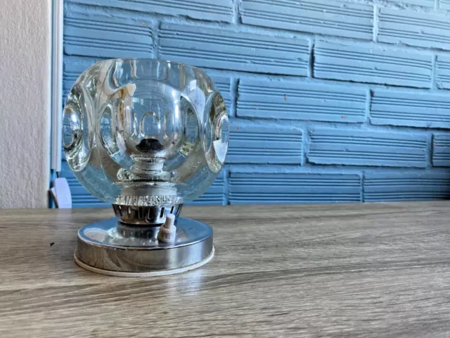 Vintage Space Age Peill Putzler Glass Table Lamp Design Light Mid Century Cubist