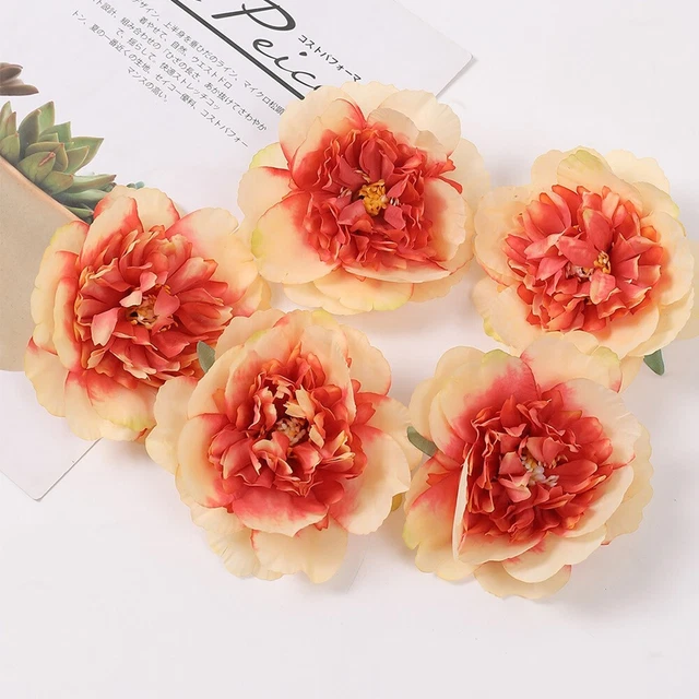 10pcs Peony Artificial Rose Silk Flower Heads For Wedding Decoration DIY Wreath