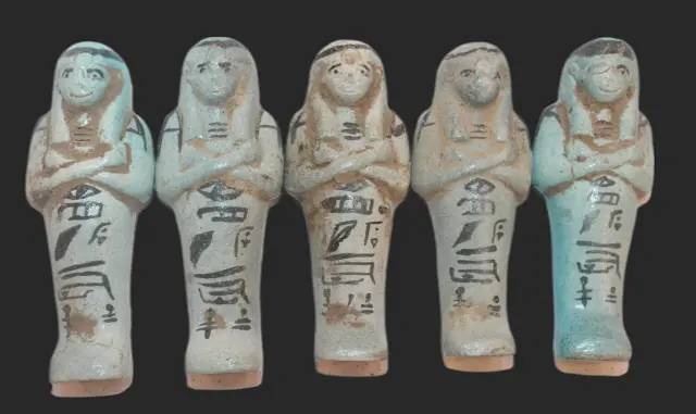 COLLEZIONE DI 5 RARE ANTICHE ANTICHE EGIZIANE 5 Statue Faraoniche Ushabti Shabti