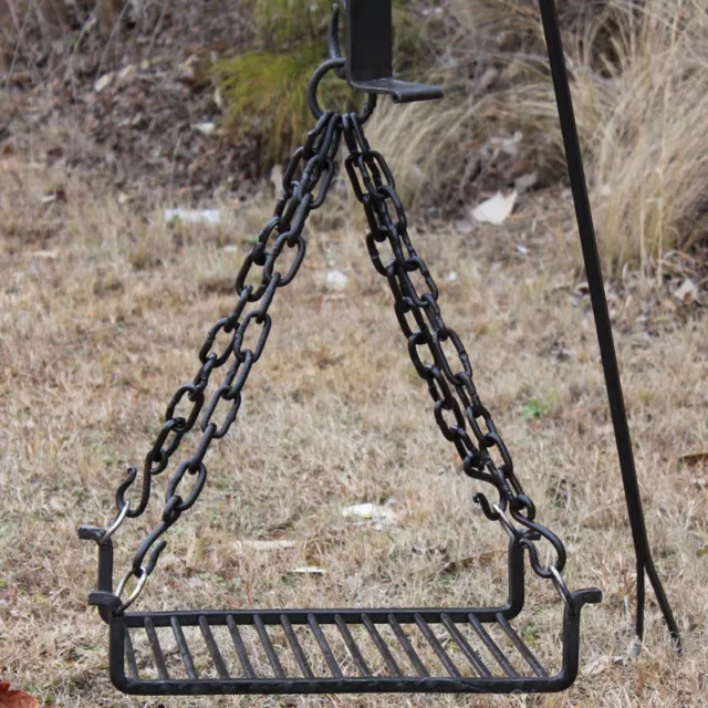Medieval Style Hand Forged Camping Outdoor Iron Grill 9.5" x 13.5" Cooking Area