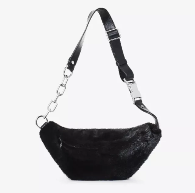 Alexander Wang Attica Mink Fur Fanny Pack Designer Black Leather Belt Bag