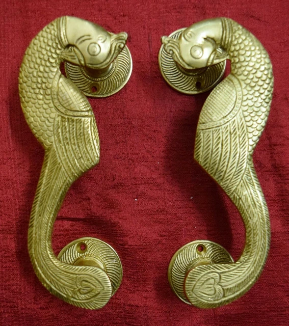 Bird Shape Decorative Door Handle Pair Peacock Couple Pull Handmade Brass VR651