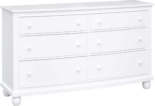 White Shutter Wood 6 Drawer Dresser, Double