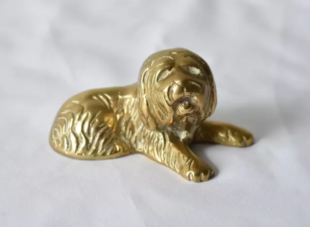 Vintage Brass Old English Sheepdog Ornament Figure 6cm x 11cm (D)