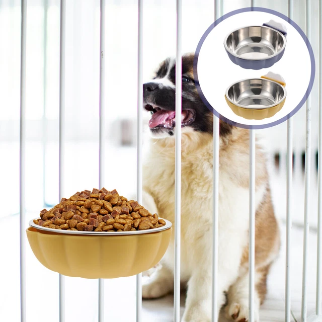 2 piezas tazón colgante para perro caja de acero inoxidable tazón para perro cachorro tazón de alimentación