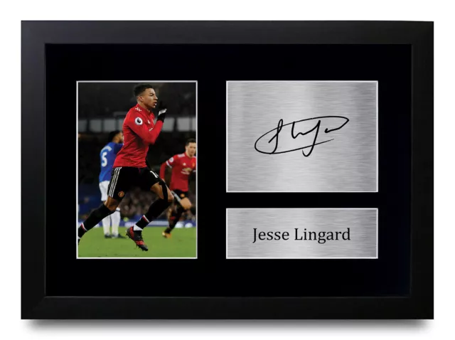 Jesse Lingard Signed A4 Framed Printed Autograph Manchester United Print Gift