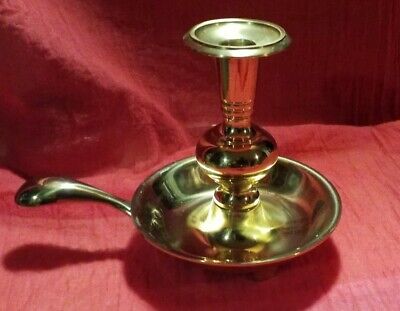 Solid Brass Footed Chamber Stick Vintage Valsan Candle Holder Made In Portugal