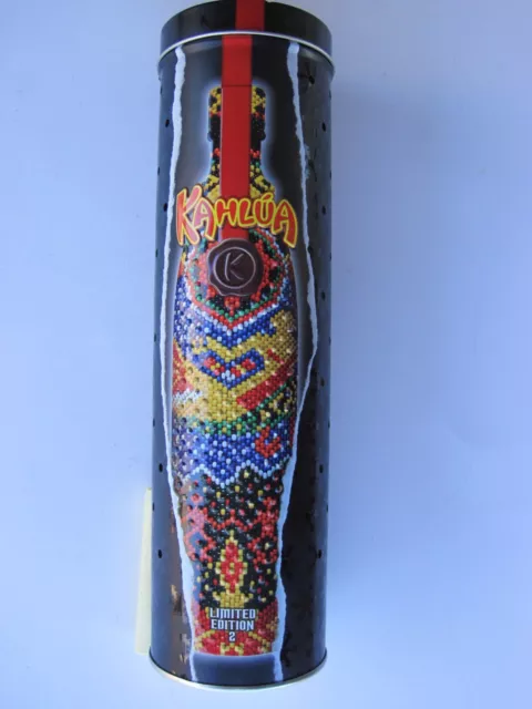 KAHLUA Metal Tin Bottle Canister Bead Effect Lights Up Limited Edition 2 12.5-in