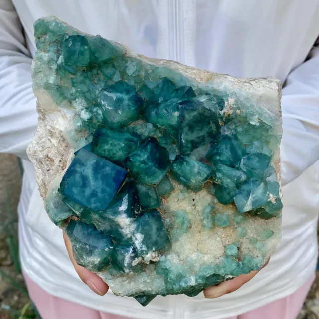 3LB New Find green Phantom Quartz Crystal Cluster Mineral Specimen Healing.