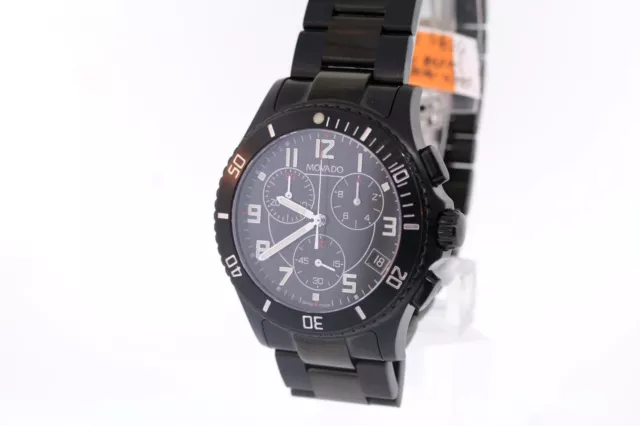 Uomo Movado 0606066 Junior Sport Cronografo Nero PVD Acciaio Inox Orologio