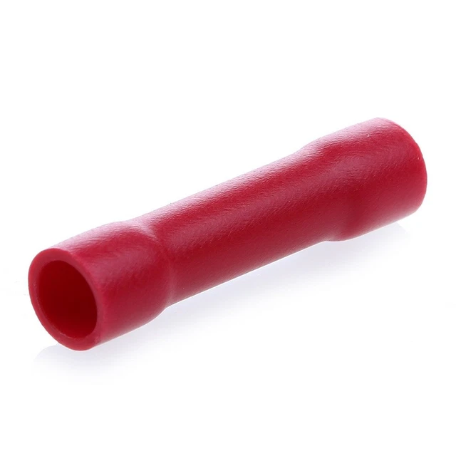 50Pcs Car Audio/Alarm Wire Butt Type Connectors 22-18AWG Gauge Red Terminal