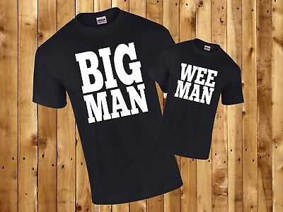 BIG MAN Wee Man FUNNY COOL Padre e figlio T-shirt corrispondenza Set 5 COLORI SCOZZESE