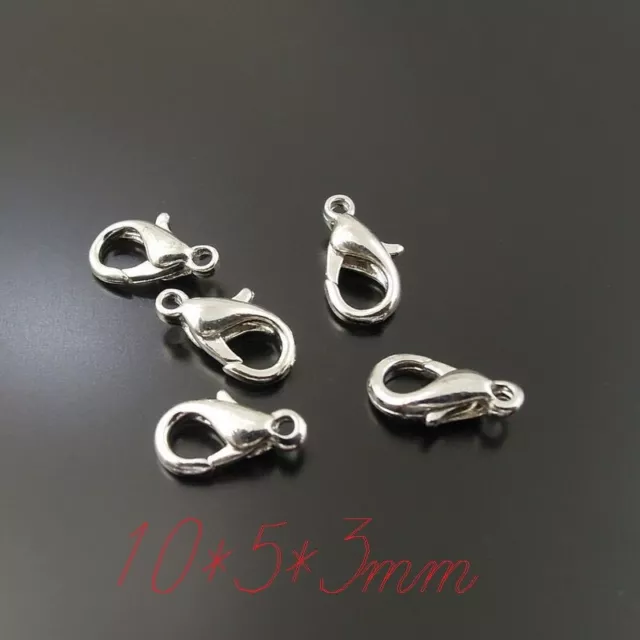 Lot of 100 Retro Silver Alloy Mini Lobster Clasp Jewelry Craft Accessory 10*5mm