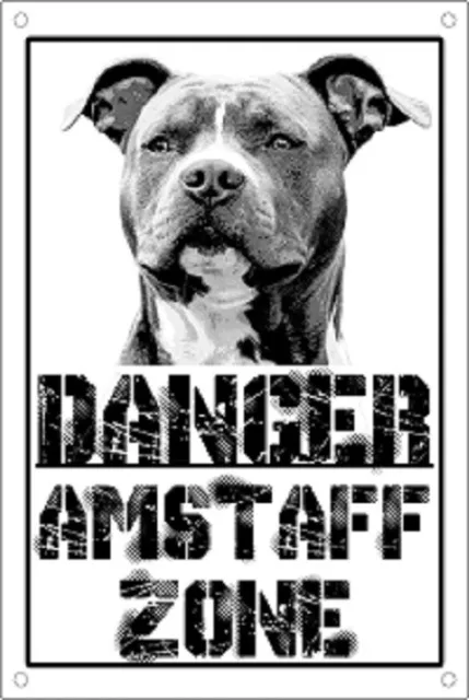 TARGA CARTELLO ATTENTI AL CANE - Danger AMSTAFF zone