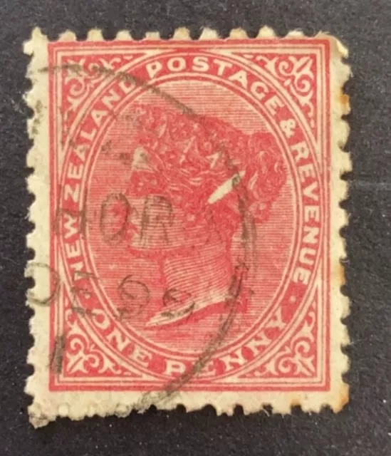 New Zealand 1882 SS 1d Rose "Ellipse Flaw" - Used (SG 237d)