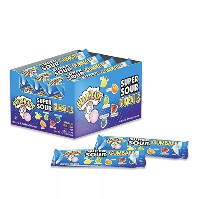 Warheads Super Sour Gumballs 12-Pack - 1oz Each Free Shipping War heads