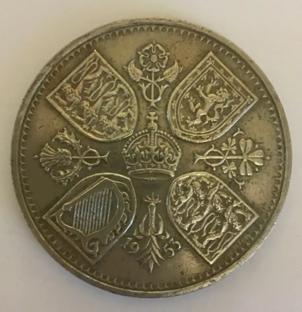 QUEEN ELIZABETH II - Silver Coronation Crown 1953 - VGC