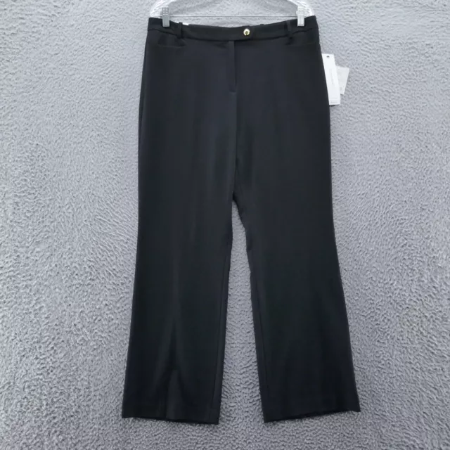 Calvin Klein Womens Straight Leg Dress Pants 12P Black Mid Rise Stretch NEW