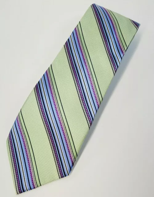 Mens Massimo Moda Collezione Silk Tie Striped  Green Blue Purple