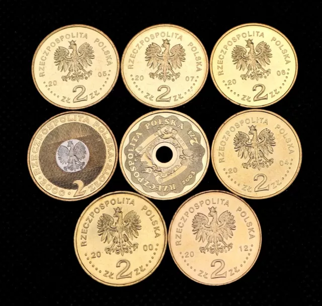 Lot Of Eight Commemorative Coins Of Poland - Polish Zloty & Christmas (Mint) 2