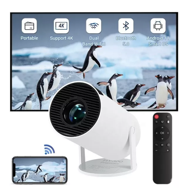 Mini Portable LED Projector For Android 11 5G Wifi Bluetooth Home Theater HDMI