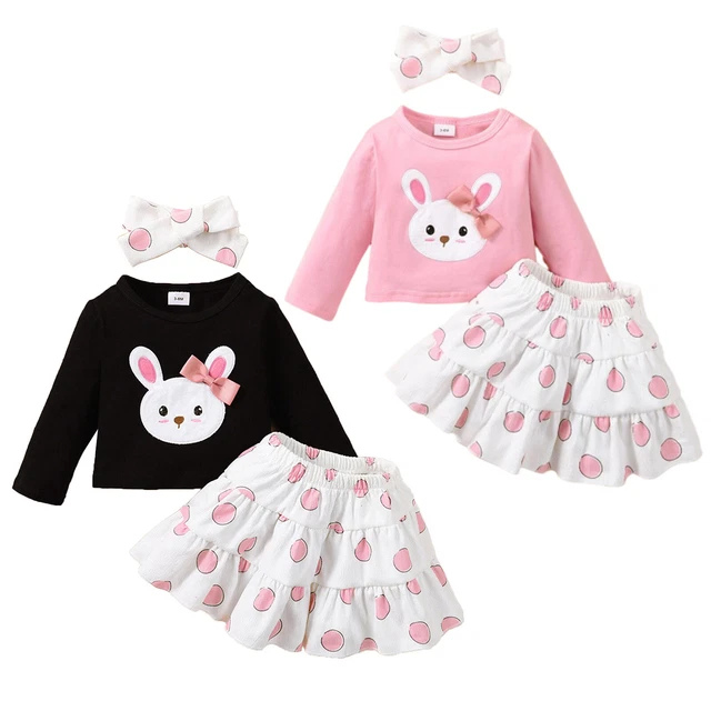 T-shirt outfit pasquale bambina FEESHOW gonna pieghevole e fascia abbigliamento bambino