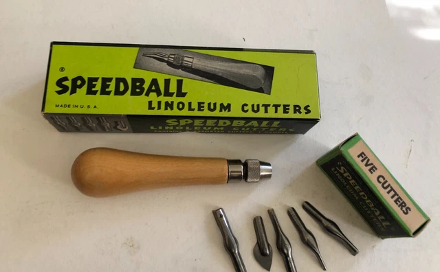 Cortador De Linóleo Speedball De Colección Y 5 Cuchillas En Caja