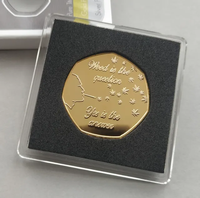 'Freedom' Cannabis / Weed Leaf / Hemp Design Gold Plated Commemorative Coin