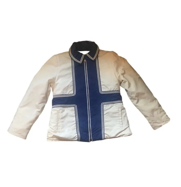 SCHIAPARELLI White & Blue Childs Coat Sz 4 Unisex  *Very Rare* Vintage 1950s