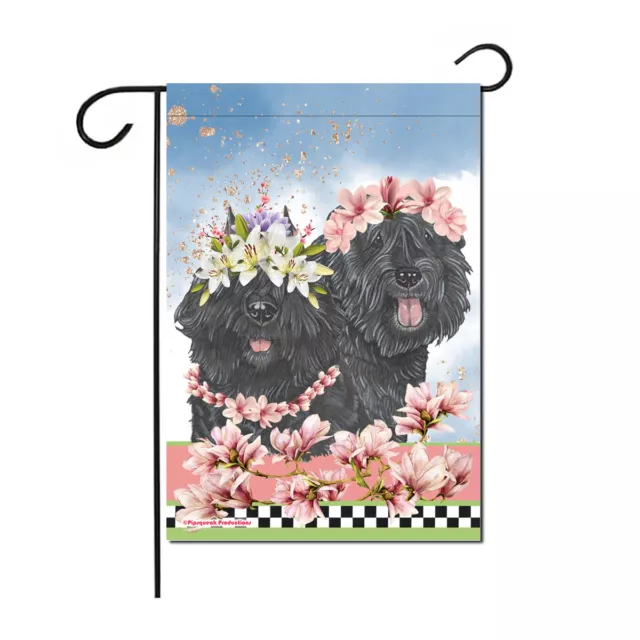 Bouvier des Flandres Floral Garden Flag Double Sided 12 x 17 in.