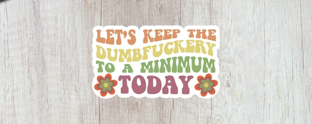 Pegatina Keep Dumbfuckery to Minimum Hoy botella de agua para computadora portátil sarcástica divertida