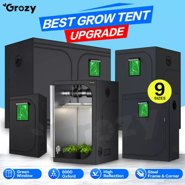 GROZY Hydroponics Indoor Grow Tent Room Green Window Steel Farme 100% Reflective