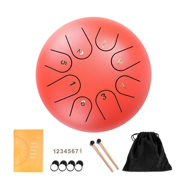 TTSAM 6 Zoll Ethereal Steel Tongue Drum 8 Tune Hand Pan Drum Tank mit Schl?eln D