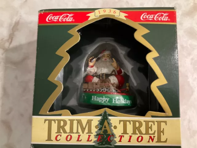 Coca Cola Trim A Tree Collection "Santa Train Happy Holiday” 1936 Santa Ornament