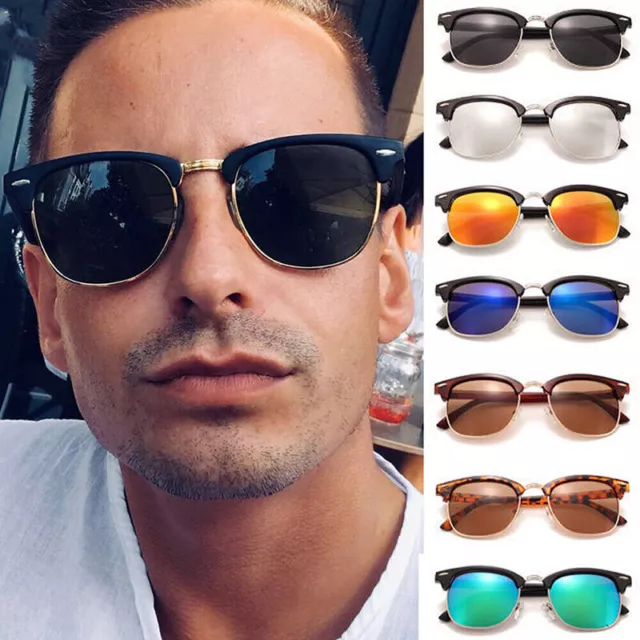 RETRO VINTAGE MEN Women Half Rim Sunglasses Eyewear Shades UV400