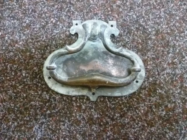 A Victorian Ornate Brass Front Door Pull, On A Copper Back Plate. Door Furniture