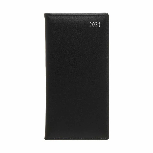 WHSMITH 2024 BLACK Slim WeekToView Real Leather 2024 Diary £17.99