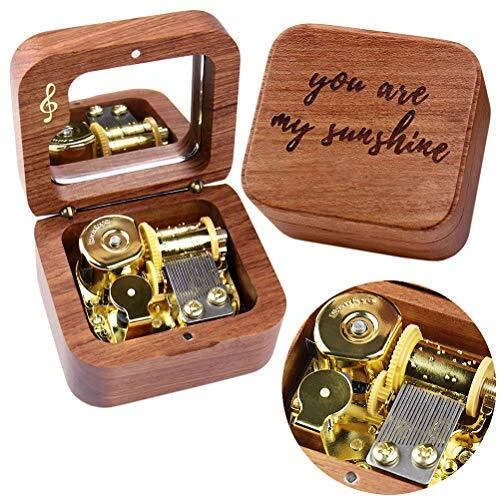 Sinzyo You are My Sunshine Music Box Solid Wood Laser Carving Vintage Gift