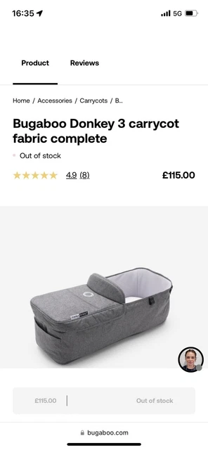 Carrycot Bugaboo Burro3 con delantal mezcla se adapta a burro2 burro 5 burro3