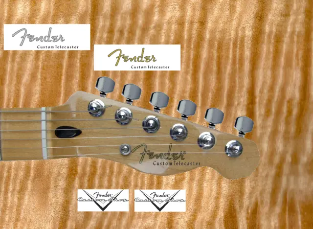 1 pcs Decalcomania Decal tipo Fender Telecaster Custom Gold-Grey