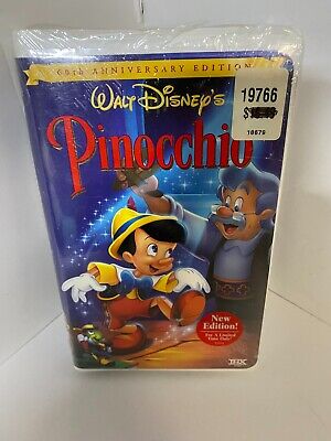 Pinocchio Sealed Disney VHS, 1999 Clam Shell Gold Collection 60th Anniversary